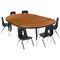 Flash Furniture 76" Oval Wave Oak Table Set-14" Stack Chairs XU-GRP-14CH-A3048CON-48-OAK-T-P-GG - alternate 2